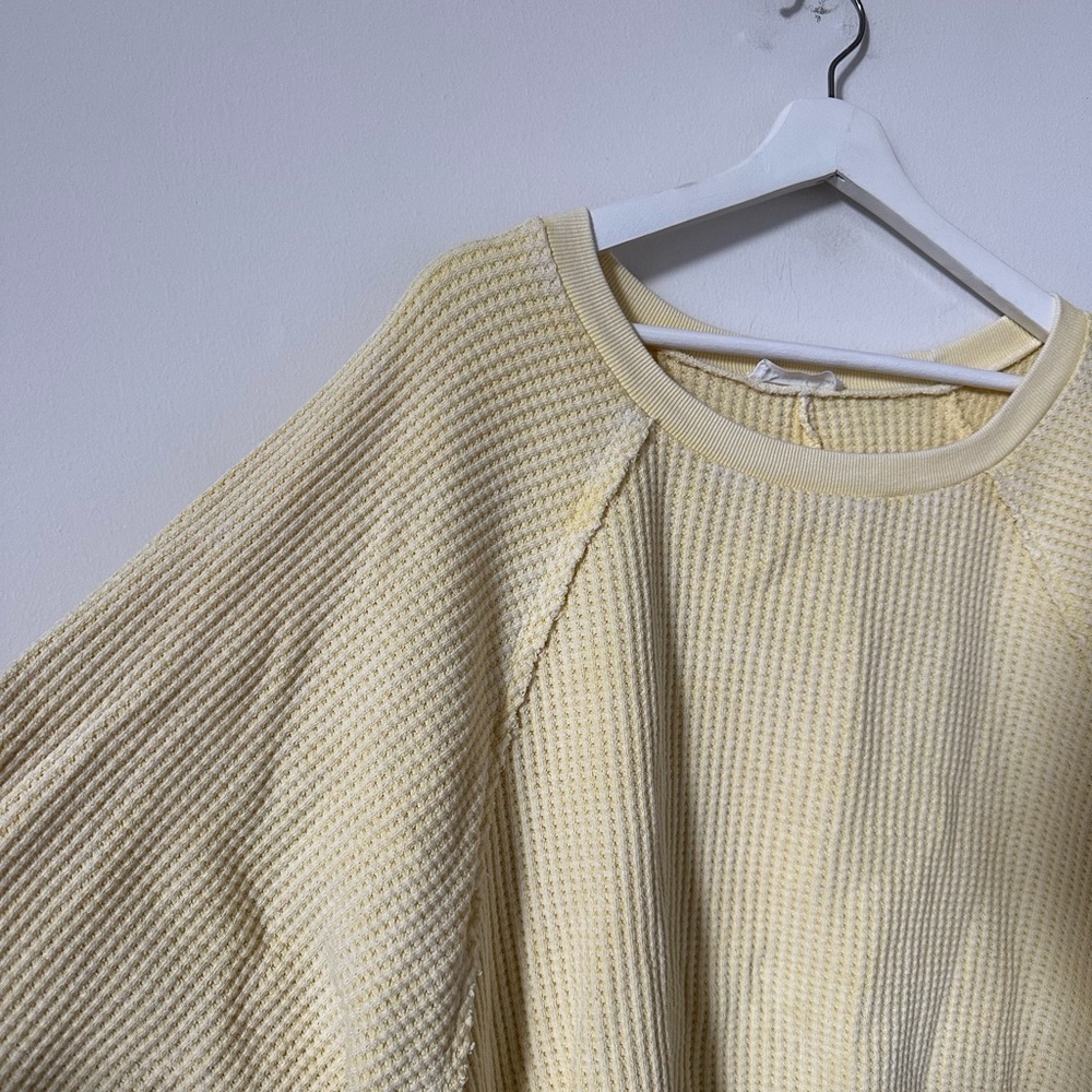 Bucketlist Waffle Knit Pullover Oversized Raw Hem Boho Top Size XL - Picture 4 of 8